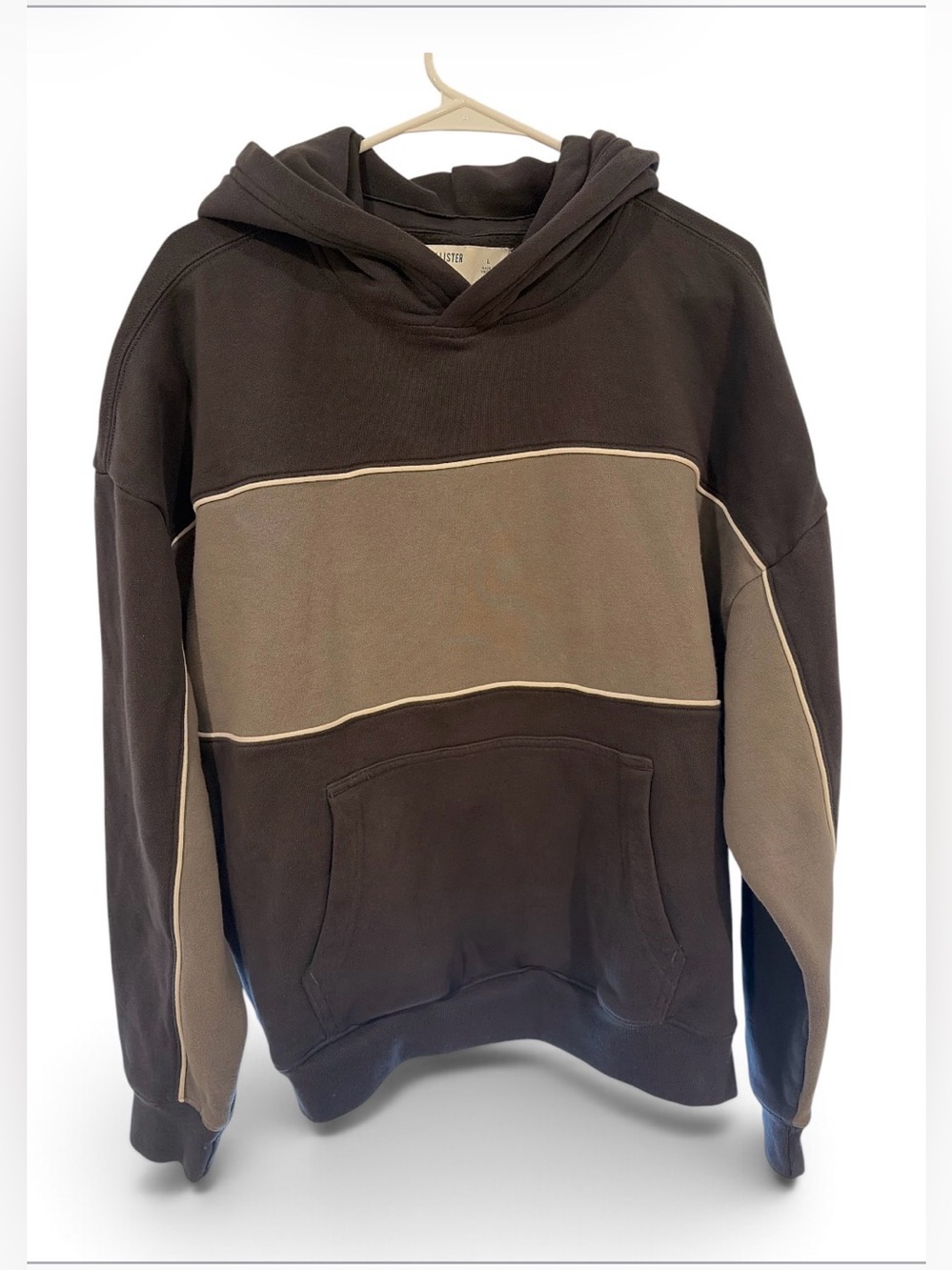 Hollister Two-Tone Gray & Beige Hooded Pullover